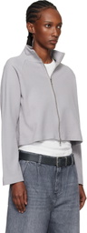 mfpen Gray Cropped Leisure Zip Up Track Jacket