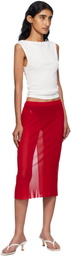 The Frankie Shop Red Suva Sheer Midi Skirt