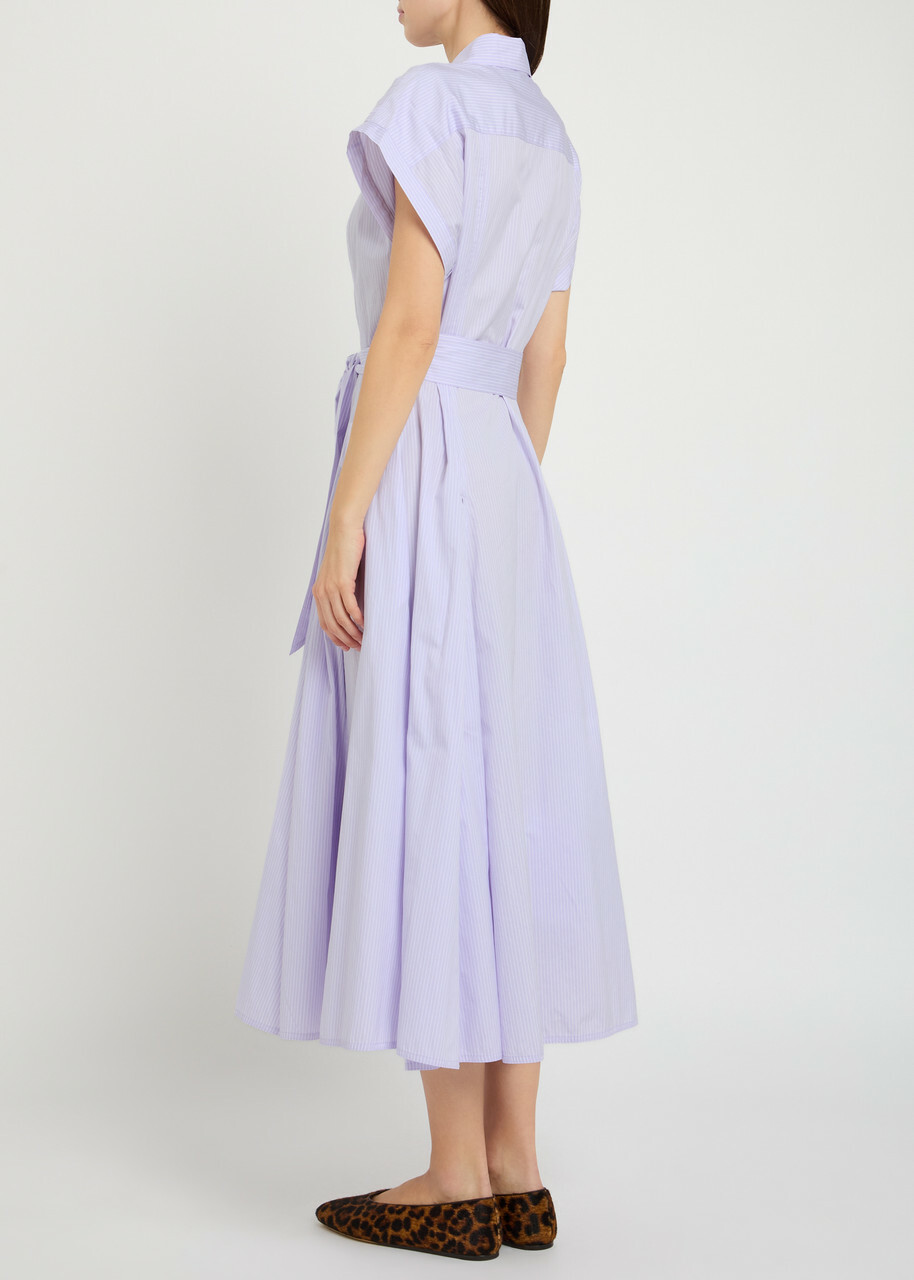 Polo Ralph Lauren Striped Belted Cotton Shirt Dress Purple