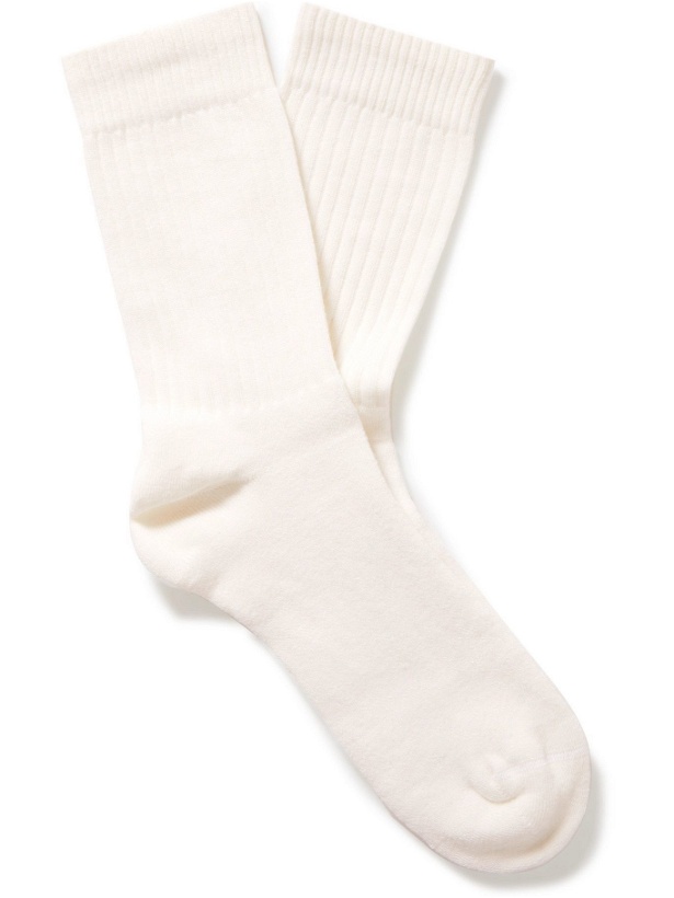 Photo: SSAM - Ribbed Organic Cotton and Silk-Blend Socks