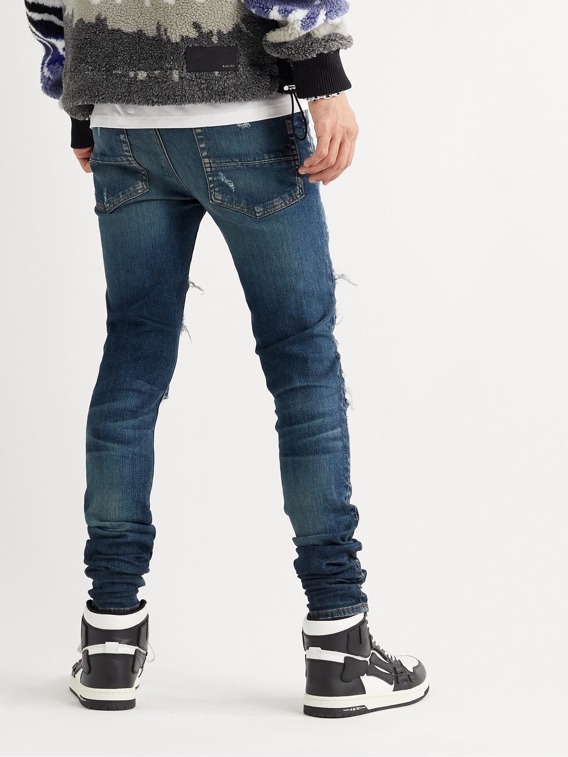 Straight-Leg Panelled Distressed Jeans