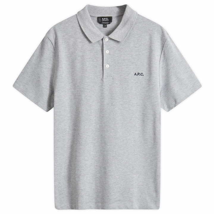 Photo: A.P.C. Men's Carter Logo Polo in Heather Grey