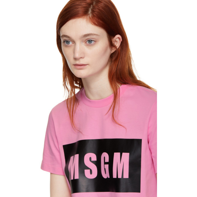 MSGM Pink Box Logo T-Shirt MSGM