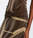 Cala de la Cruz Cairo draped glitter printed gown