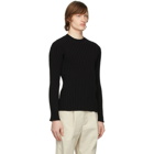 Deveaux New York Black Ribbed Crewneck Sweater