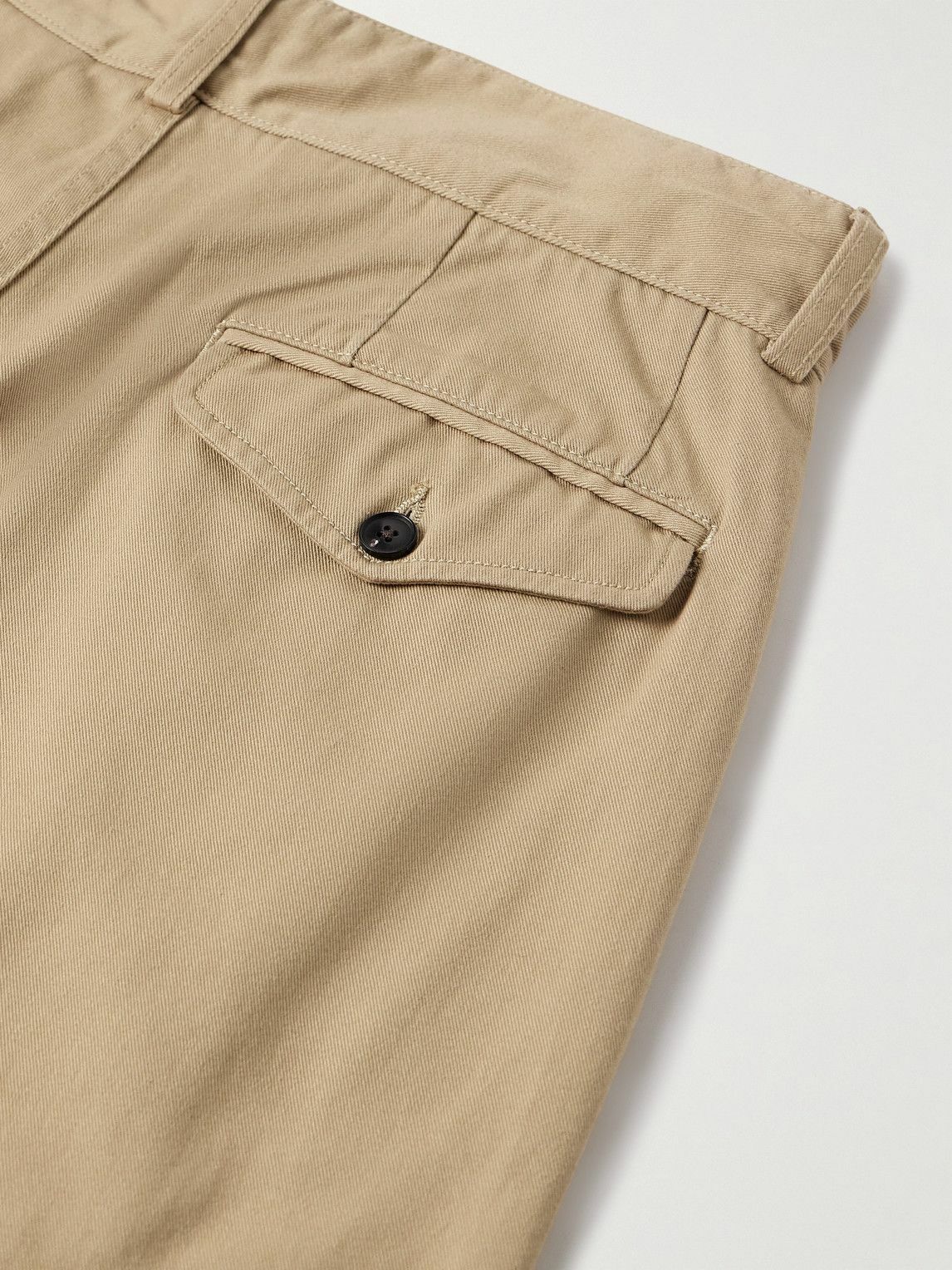 Noah - Wide-Leg Pleated Cotton-Twill Trousers - Neutrals