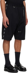 mastermind JAPAN Black Loose Skull Tape Jersey Shorts