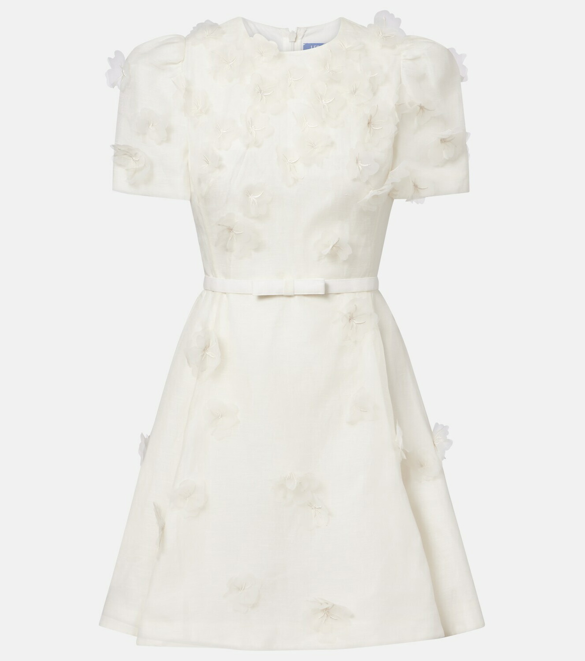 Leo Lin Elyse floral-appliqué linen and silk minidress
