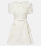 Leo Lin Elyse floral-appliqué linen and silk minidress