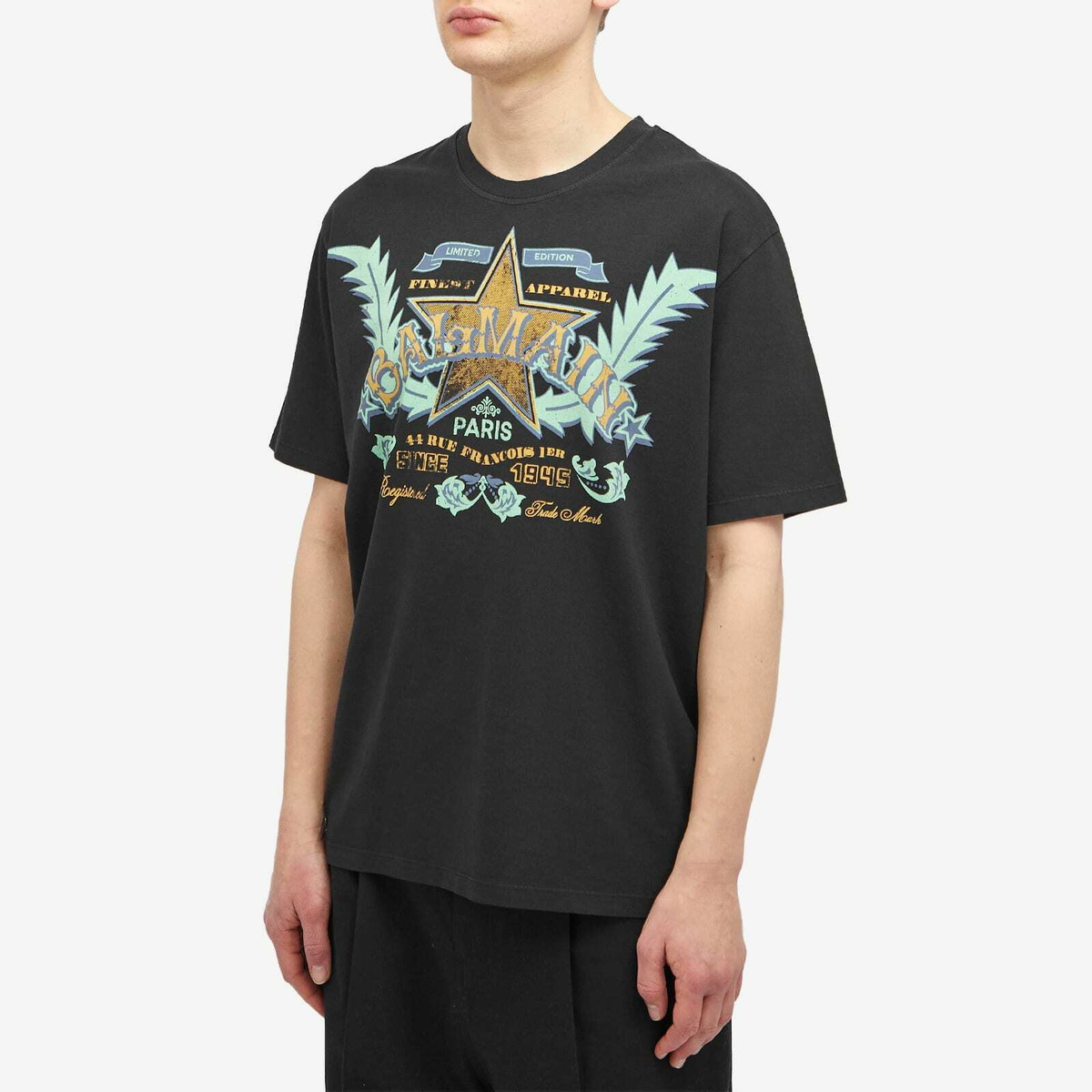 Balmain Men's Western Print T-Shirt in Black Balmain