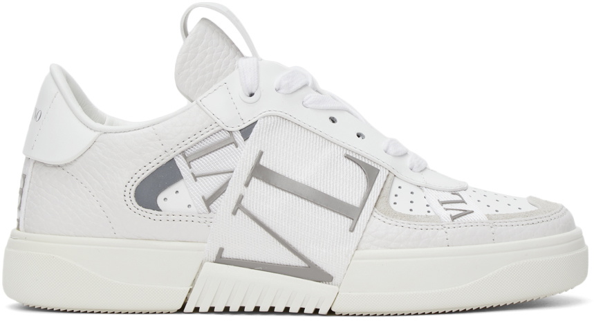 Valentino Garavani White & Silver 'VL7N' Low-Top Sneakers