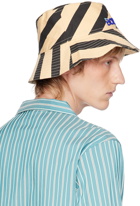 Bode Beige & Black Domino Stripe Bucket Hat