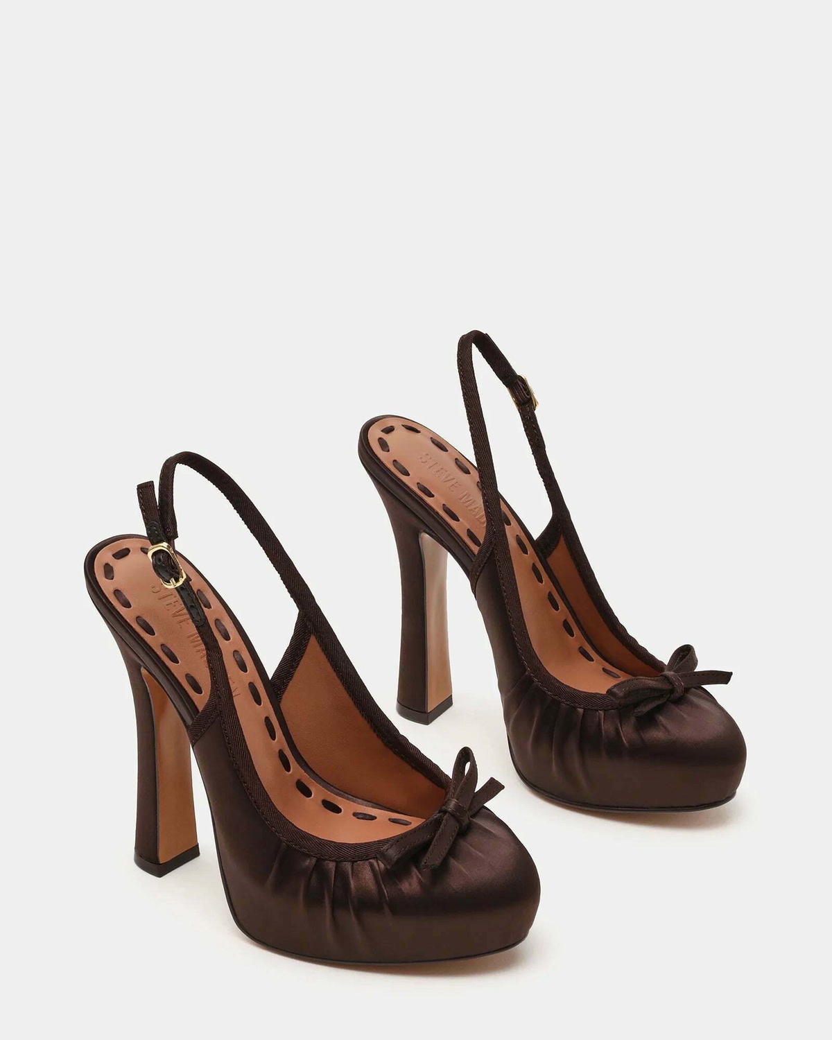 Steve Madden Sofie Heels in Brown Satin