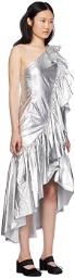 MM6 Maison Margiela Silver Ruffles Midi Dress