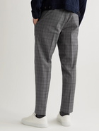 Mr P. - Tapered Checked Stretch Virgin Wool and Cotton-Blend Drawstring Trousers - Gray