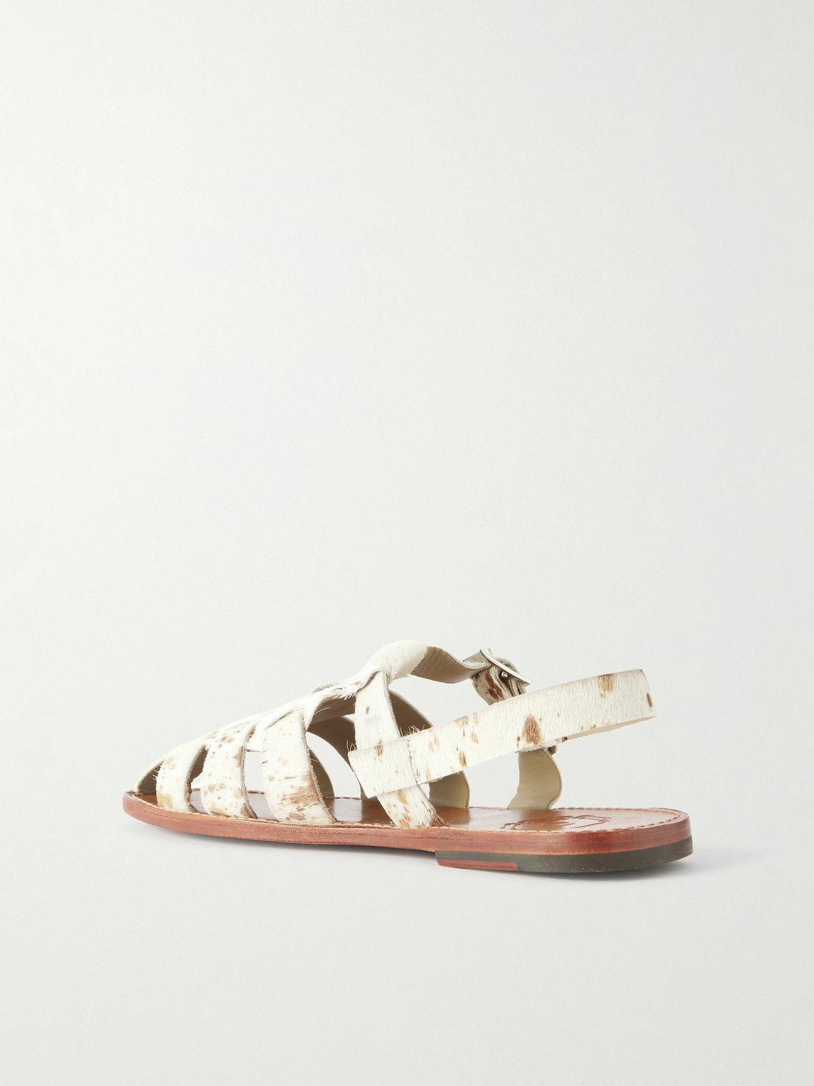Grenson - Quincy Cow-Print Calf Hair Fisherman Sandals - White