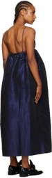 GANNI Blue Shiny Maxi Dress
