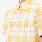 Burberry Men's Short Sleeve Caxton Check Shirt in Chalk Yellow Ip Check