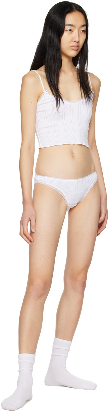 Set of three pointelle-knit organic cotton thongs