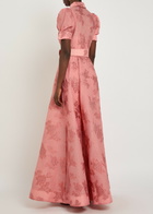 Rebecca Vallance Annette Belted Floral-jacquard Cloqué Gown Peach