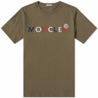 Moncler Men's Tricolore Text Logo T-Shirt in Green