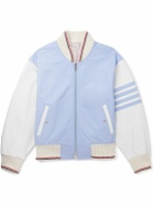 Thom Browne - Colour-Block Wool-Trimmed Full-Grain Leather Jacket - Blue