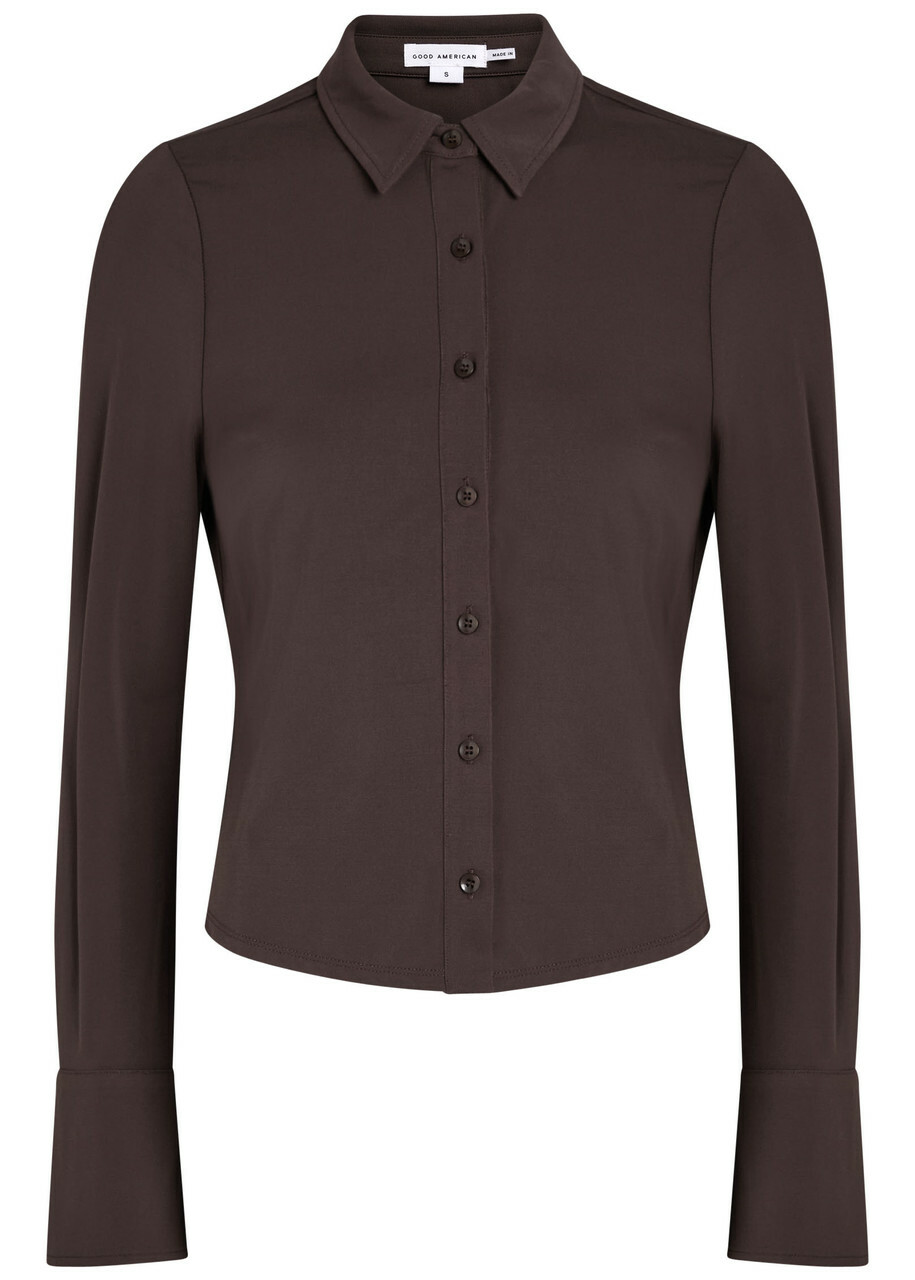 Good American Matte Stretch-jersey top Dark Brown