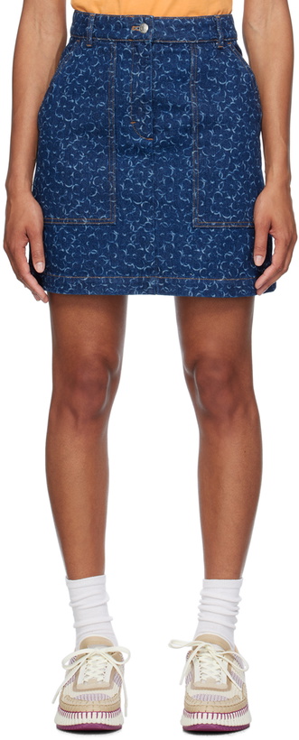 Photo: Maison Kitsuné Indigo Handwriting Denim Miniskirt