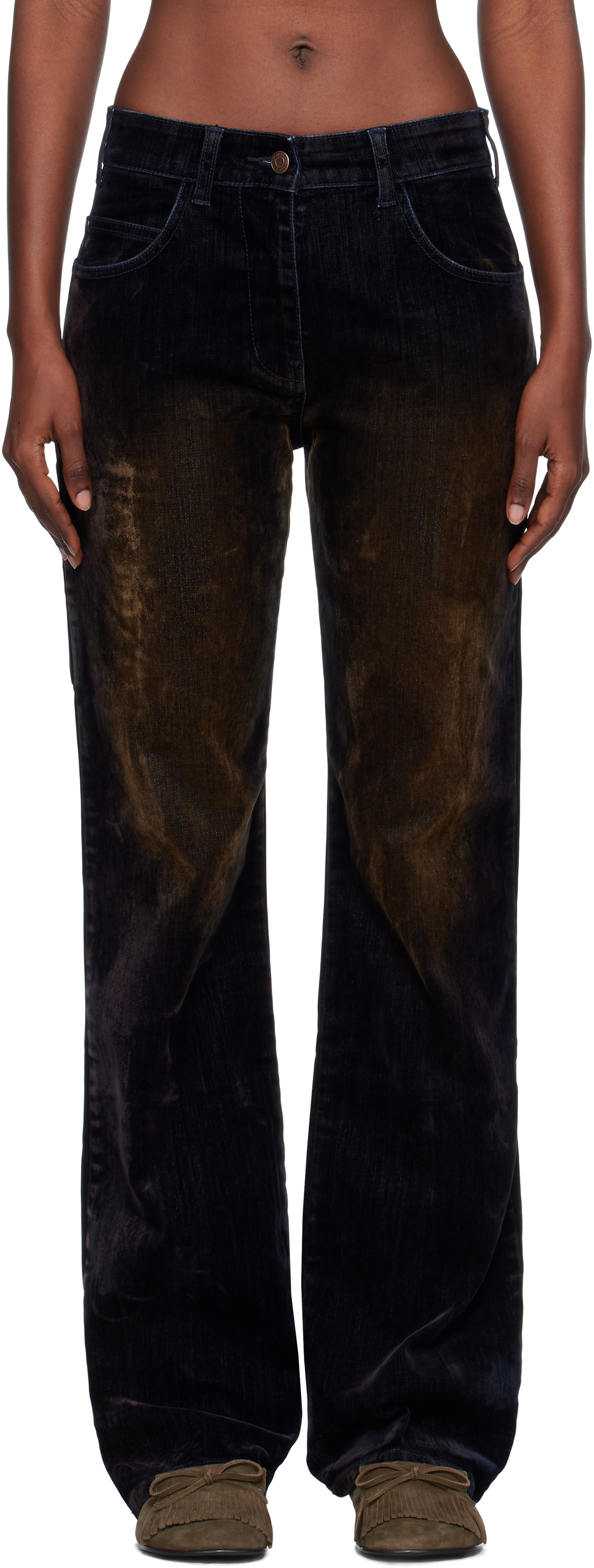 OPEN YY Black Velvet Denim Trucker Jeans