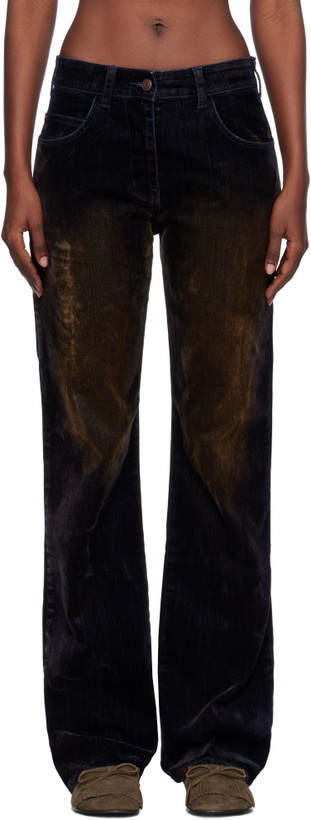 Photo: OPEN YY Black Velvet Denim Trucker Jeans