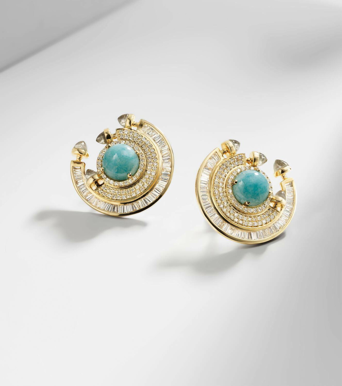 Ananya Chakra 18kt gold earrings with gemstones