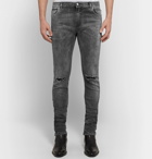 Balmain - Skinny-Fit Distressed Stretch-Denim Jeans - Men - Black