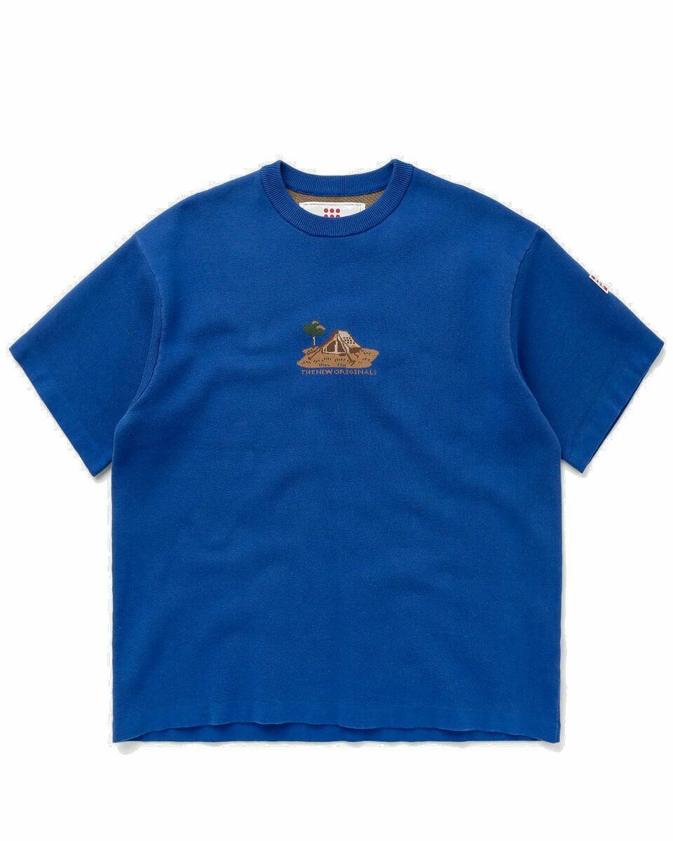 Photo: The New Originals Camping Landscape Knit Tee Blue - Mens - Shortsleeves