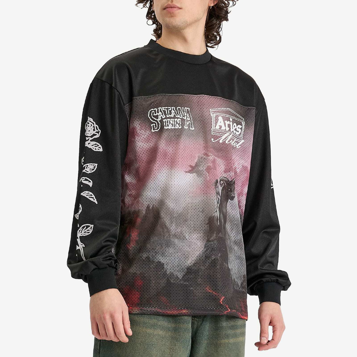 Aries Men's Ramscape Airtex LS T-Shirt in Multi ARIES