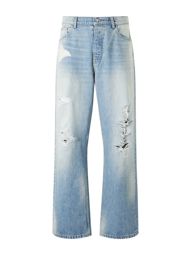 Photo: NAHMIAS - Wide-Leg Distressed Jeans - Blue