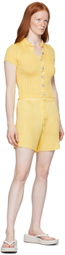 Calle Del Mar Yellow Ribbed Short Sleeve Shirt