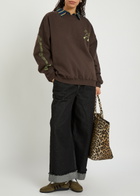 Damson Madder Cafe Pronto Printed Cotton Sweatshirt Brown