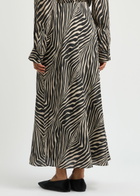 BY Malene Birger Boshan Zebra-print Matte Satin Midi Skirt Black