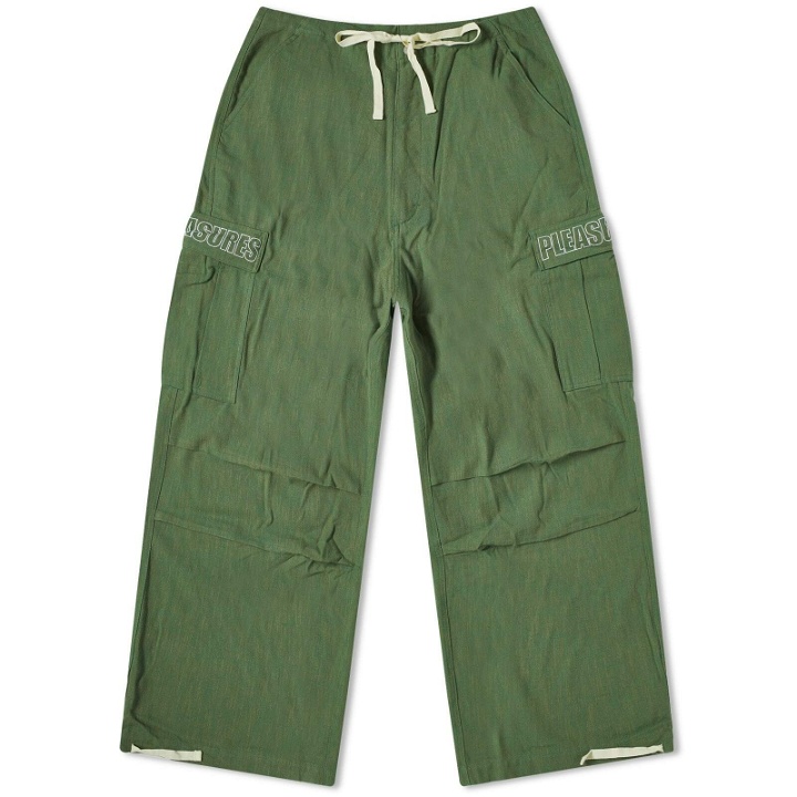Photo: Pleasures Men's Visitor Wide Fit Cargo Pants in Green