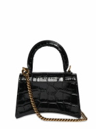 BALENCIAGA - Mini Hourglass Croc Embossed Leather Bag