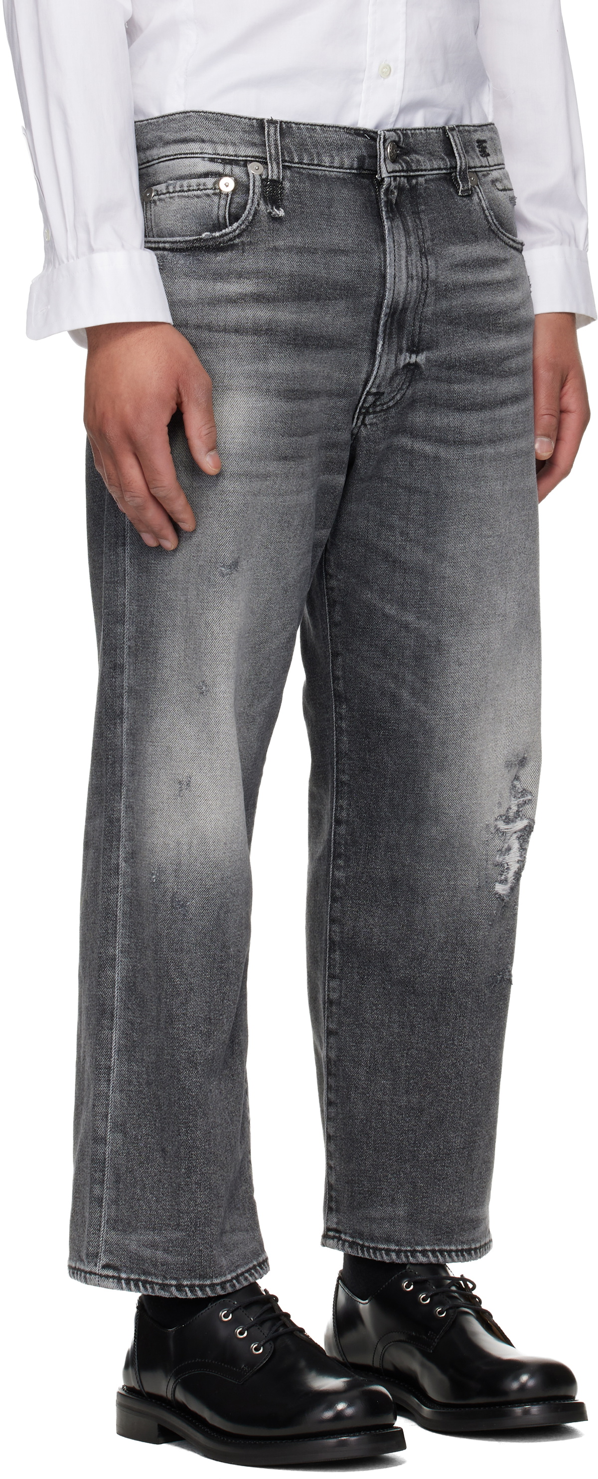 R13 Black Washed Boyfriend Jeans