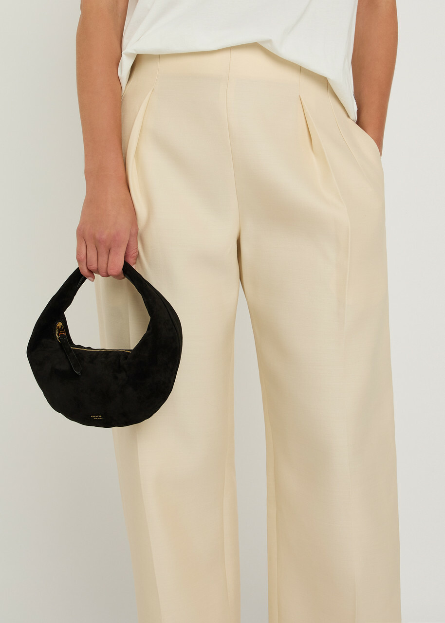 Khaite Somera Wool and Silk-blend Trousers Ivory