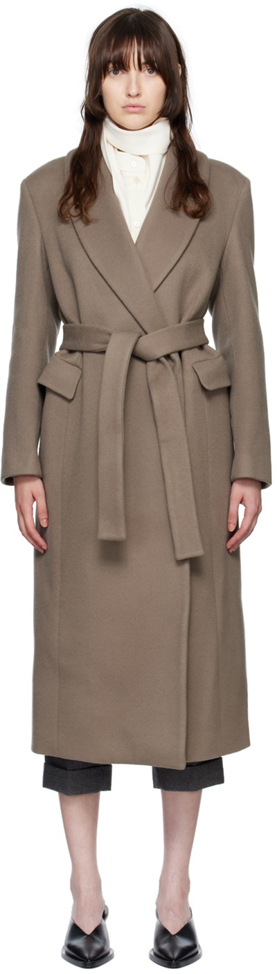 Nothing Written SSENSE Exclusive Taupe Shawl Collar Coat