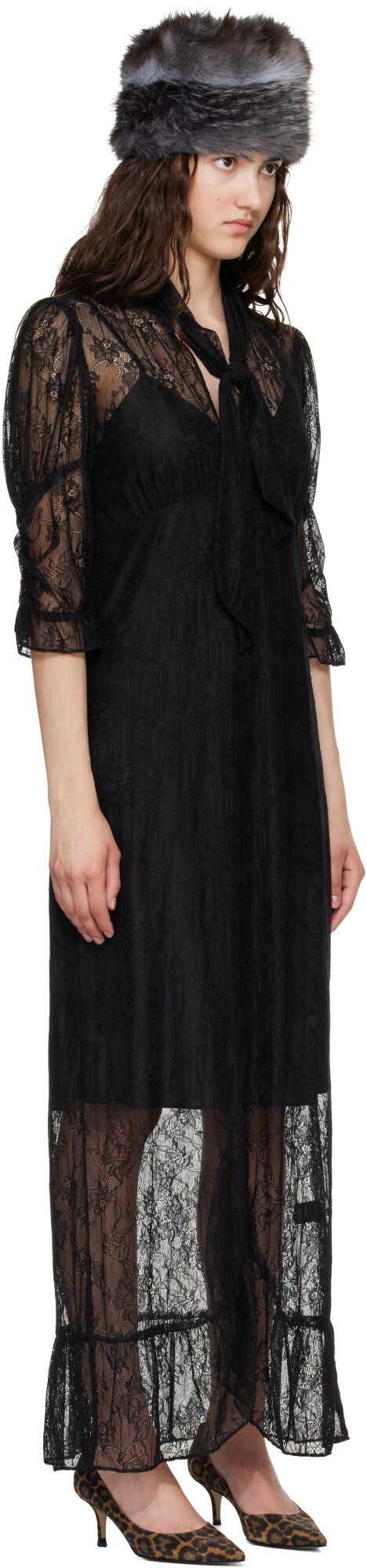 Anna Sui Black Tie Maxi Dress