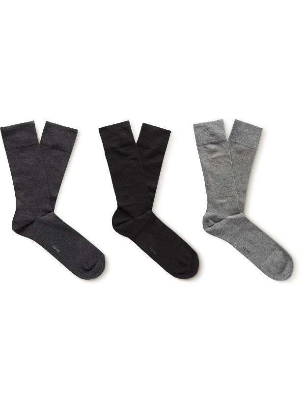 Photo: Falke - Three-Pack Happy Box Cotton-Blend Socks - Gray