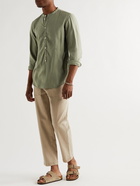 Massimo Alba - Kos Grandad-Collar Twill Shirt - Green