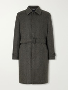 Zegna - Oasi Belted Herringbone Cashmere Trench Coat - Green