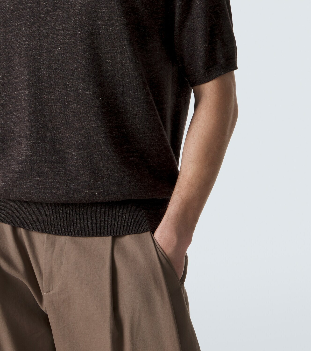The Row Borges cashmere, silk, and linen polo shirt