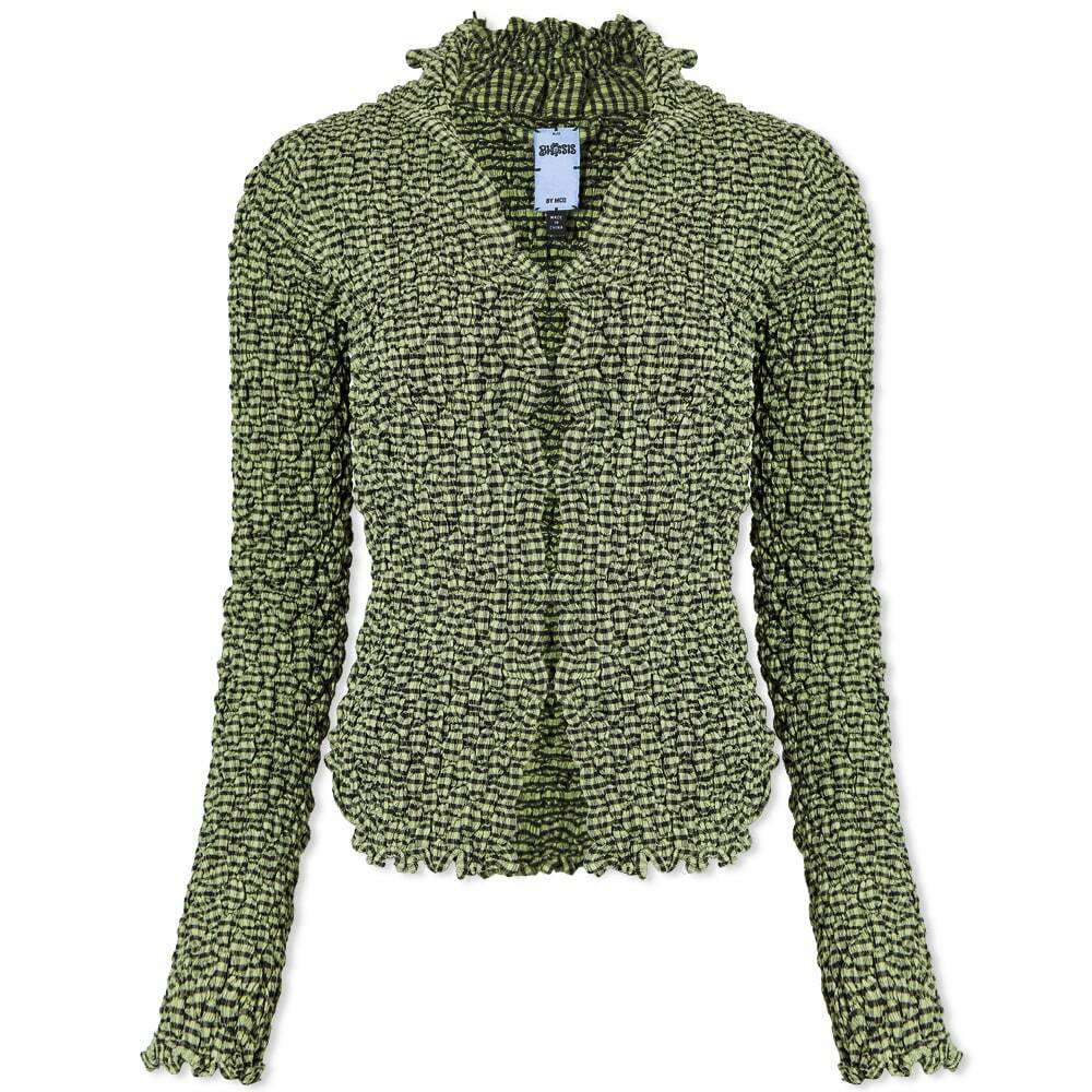 Photo: MCQ Women's Long Sleeve Shirred Top in Green Check