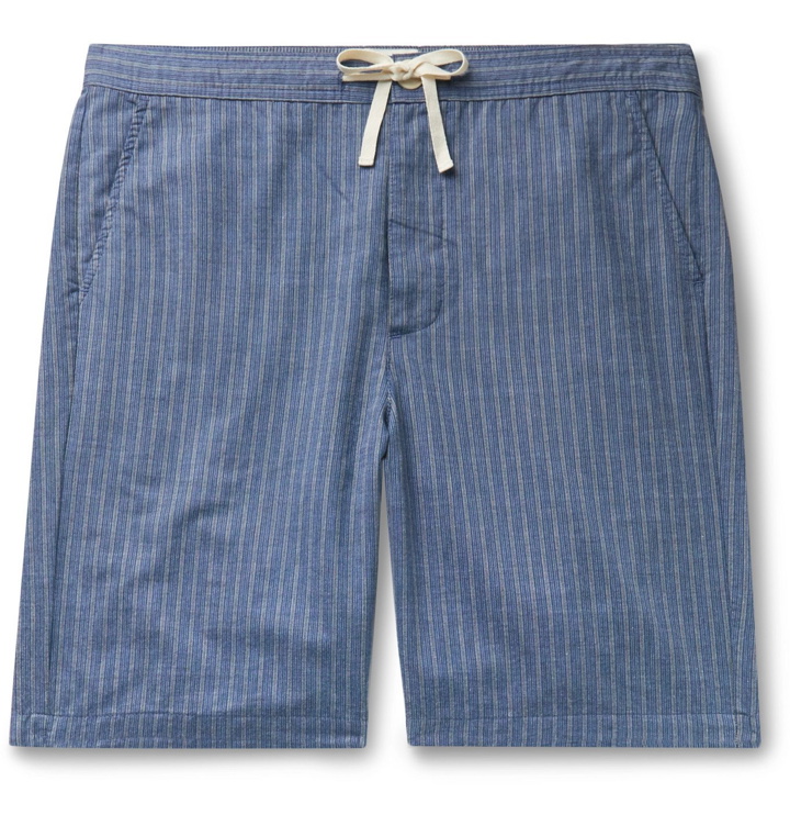 Photo: Oliver Spencer Loungewear - Townsend Striped Cotton Pyjama Shorts - Blue